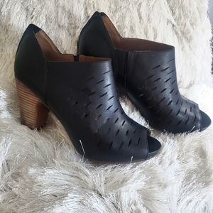 Black cutout booties peep toe Clarks